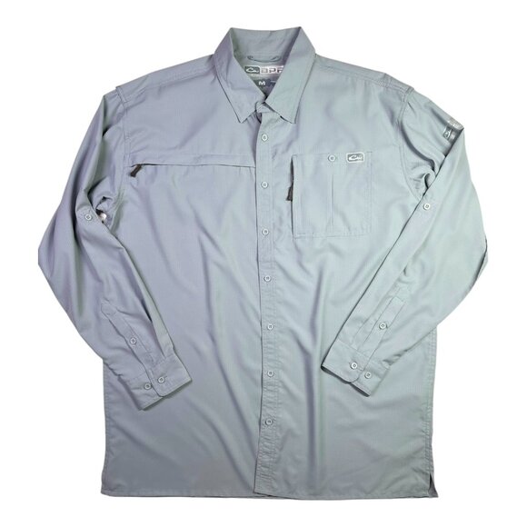 Drake Performance Fishing DPF Men's M Grey Long Sleeve Shirt Vented Pockets - Picture 1 of 12